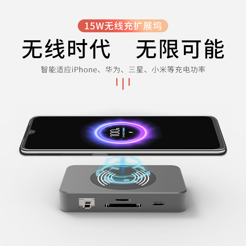 TYPE-C 12合1 15W无线充扩展坞